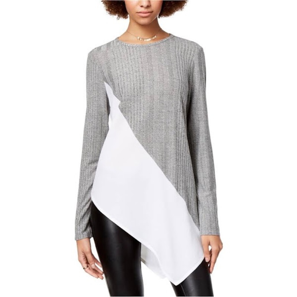 Bar III Mixed Media Asymmetrical Top